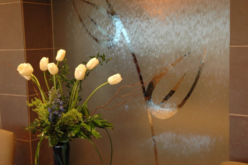 Waterfall in St. Louis Cosmetic Surgery's lobby