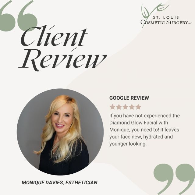 🌟🌟🌟🌟🌟 google review for our beautiful  esthetician Monique!

“If you have not experienced the Diamond Glow Facial with Monique, you need to! It leaves your face new, hydrated and younger looking.”

Our team’s experience and knowledge is unparalleled, we’re a Top 10 Allergan Provider and a preferred Allergy points redemption location!

Call 636-530-6161 or message for appt on our website stlcosmeticsurgery.com to book!

#st|cosmeticsurgery #medicalspa #medspa #botox #injectables #alle #allergan #skinveve #juvaderm #filler #miradry